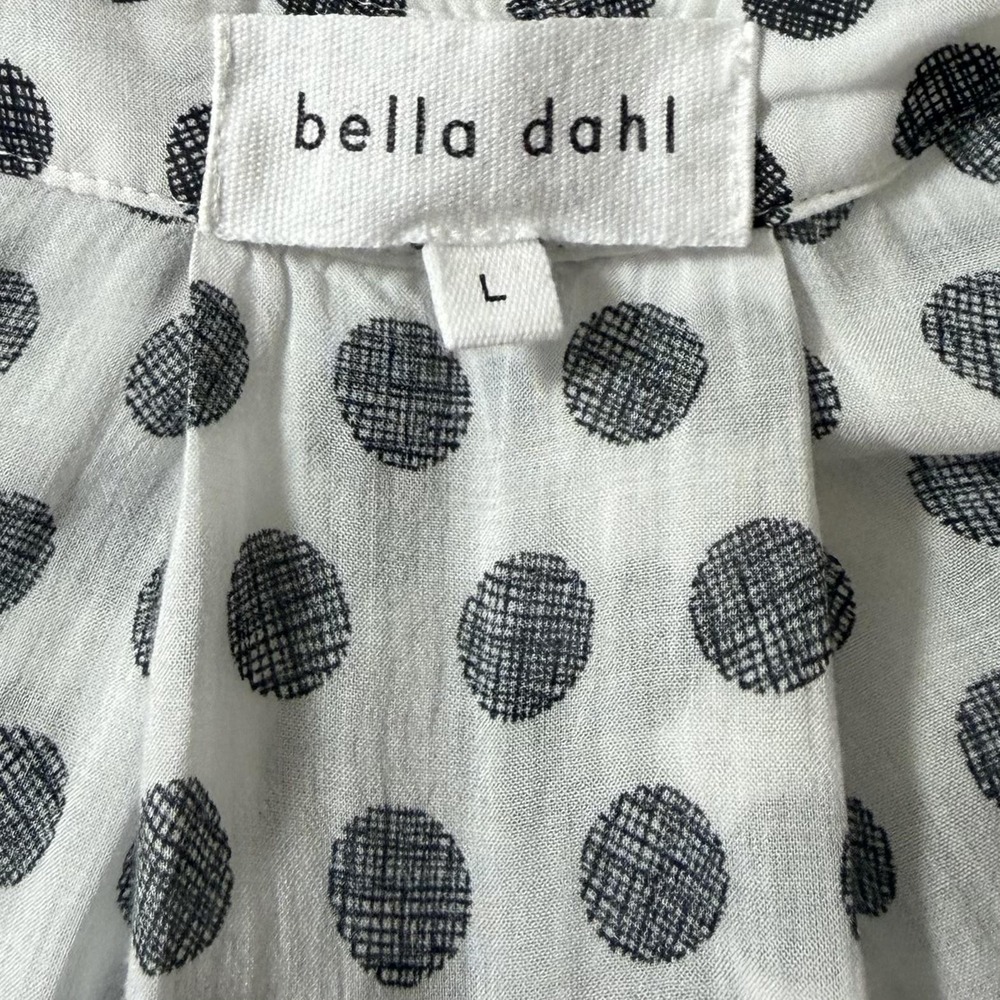 Bella Dahl Top Women's Large White Black Polka Dot Abstract Casual Shirt - Picture 5 of 8